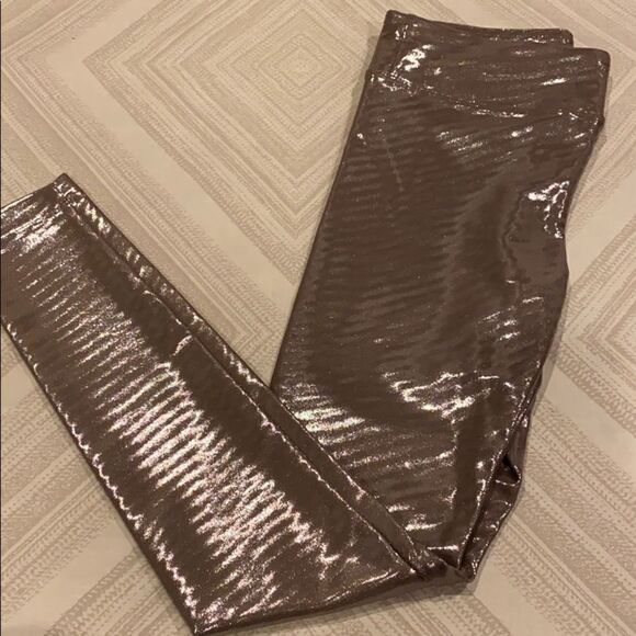 Koral Shimmer Stripe Tan Full Length Leggings - Picture 1 of 7